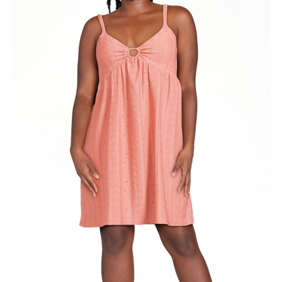 Summer Mini Dress Lace O-Ring plus size built-in bra adjus straps V-neck Stretch - Picture 6 of 12